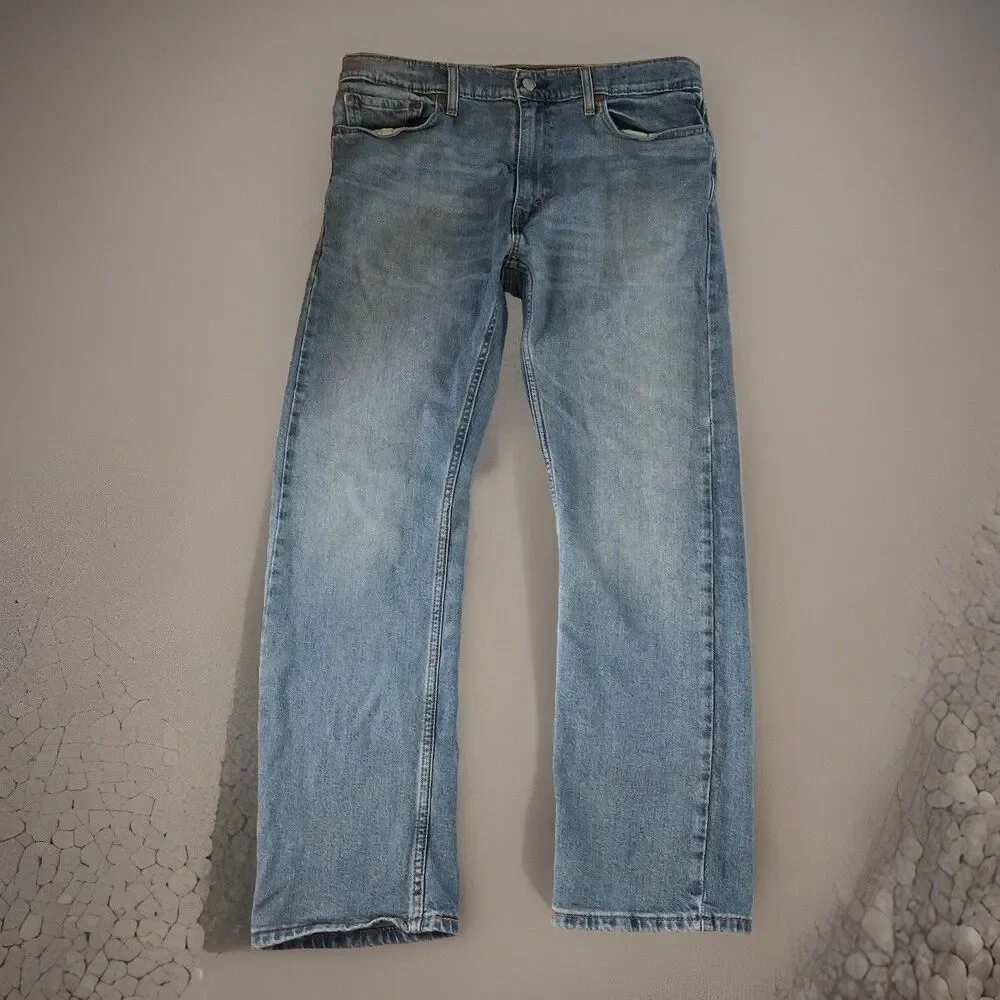 Levi’s 513 Slim Straight Jeans Mens 36x29 Medium Wash Blue Worn To Ride Stretch
